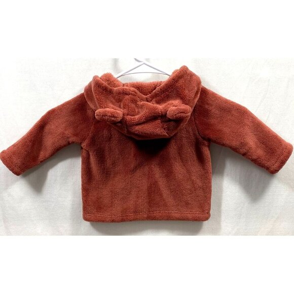 Carters 3-6 Months Hoodie Jacket Sherpa Fleece Fuzzy Zip Jacket Cinnamon - Picture 3 of 6